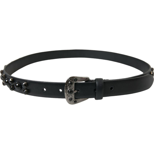 Dolce & Gabbana Engraved Logo Leather Waist Belt Dolce & Gabbana Dark Slate Gray