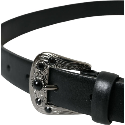 Dolce & Gabbana Engraved Logo Leather Waist Belt Dolce & Gabbana Dark Slate Gray