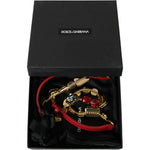 Dolce & Gabbana Red Leather Crystal Chain Waist Belt WMB349-S