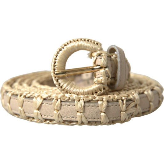 Dolce & Gabbana Elegant Beige Leather Waist Belt Dolce & Gabbana Rosy Brown