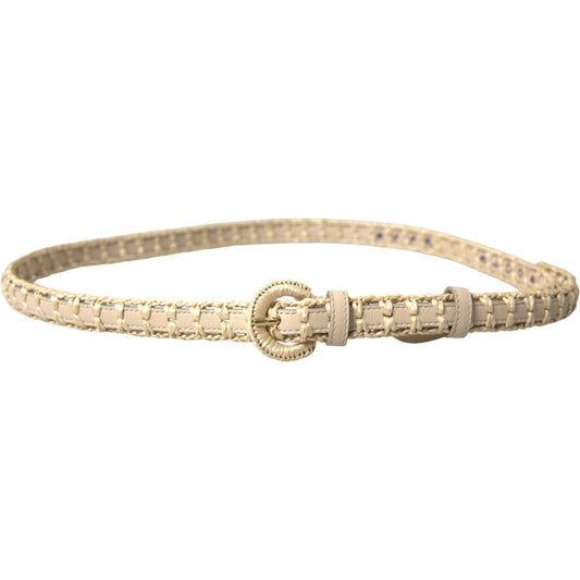 Dolce & Gabbana Elegant Beige Leather Waist Belt Dolce & Gabbana Tan