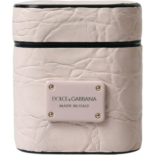 Dolce & Gabbana Elegant Light Pink Leather Airpod Case Dolce & Gabbana Gray