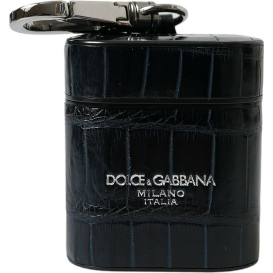 Dolce & Gabbana Chic Crocodile Leather Airpods Case Dolce & Gabbana Black