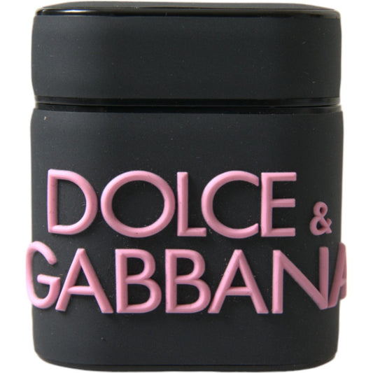 Dolce & Gabbana Elegant Dual-Tone Leather Airpods Case Dolce & Gabbana Dark Slate Gray