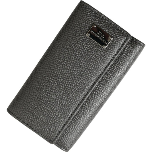 Dolce & Gabbana Chic Gray Leather Trifold Key Holder Dolce & Gabbana Dark Slate Gray