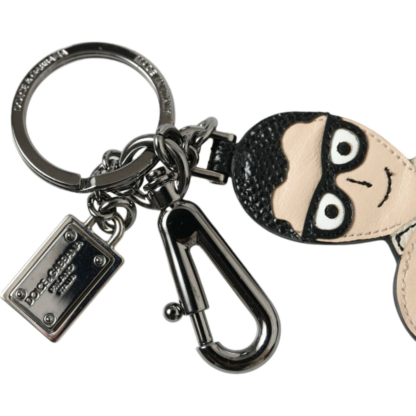Dolce & Gabbana Leather Dominico Stefano #DGFAMILY Logo Badge Keychain