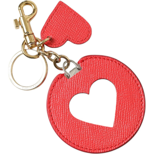 Dolce & Gabbana Elegant Red Leather Keychain with Gold Accents Dolce & Gabbana Tomato