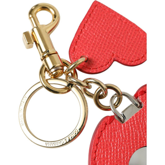 Dolce & Gabbana Elegant Red Leather Keychain with Gold Accents Dolce & Gabbana Tomato