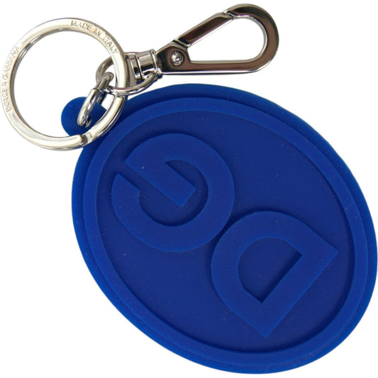 Dolce & Gabbana Elegant Blue Rubber Keychain with Brass Accents Dolce & Gabbana Midnight Blue