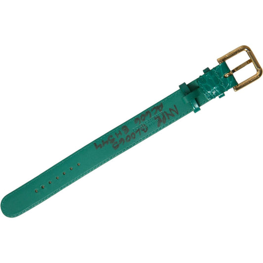Dolce & Gabbana Elegant Green Leather Neck Band Dolce & Gabbana Sea Green