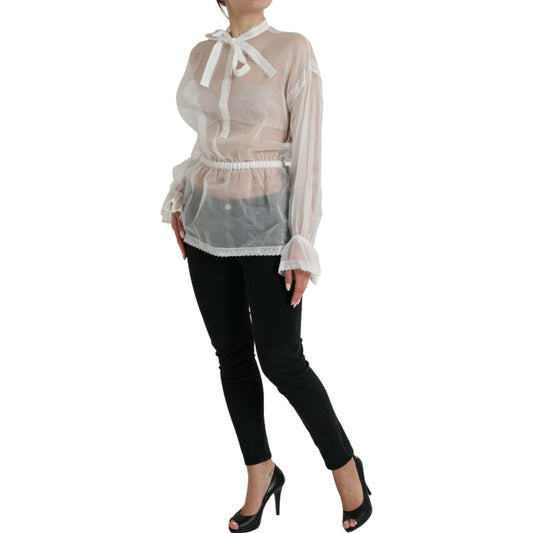 Dolce & Gabbana Elegant Silk Blend Long Sleeve Blouse Dolce & Gabbana Dark Gray