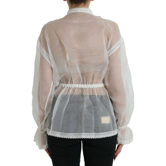 Dolce & Gabbana Elegant Silk Blend Long Sleeve Blouse Dolce & Gabbana Dark Gray