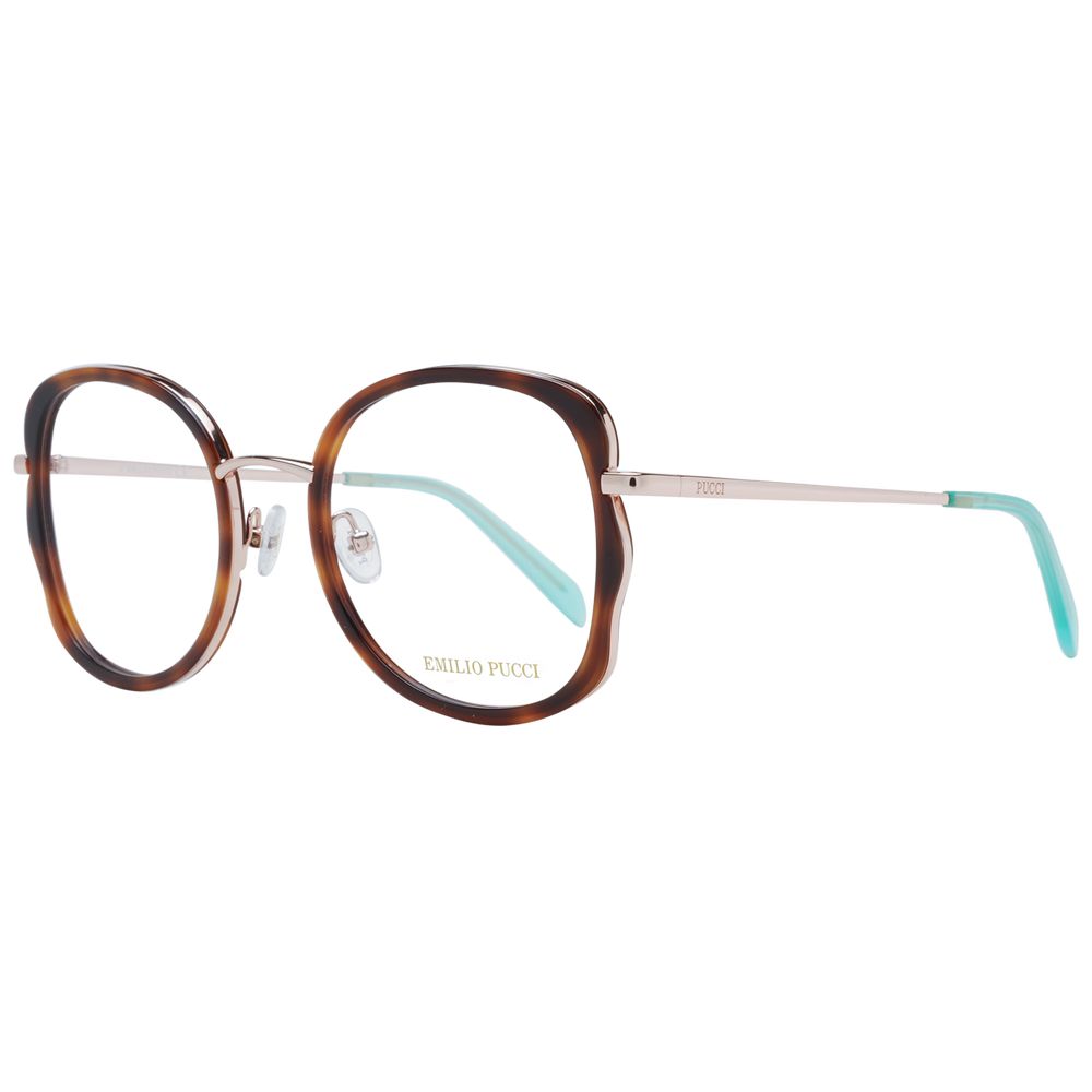 Emilio Pucci Brown Women Glasses Frame, butterfly style, full-rim, brown metal-plastic frame, demo lenses, branded case included
