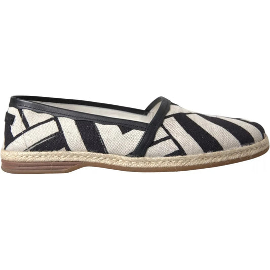 Dolce & Gabbana Elegant Striped Leather Espadrilles Dolce & Gabbana Gray