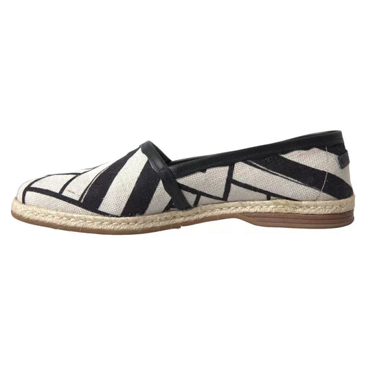 Dolce & Gabbana Elegant Striped Leather Espadrilles Dolce & Gabbana Dark Gray