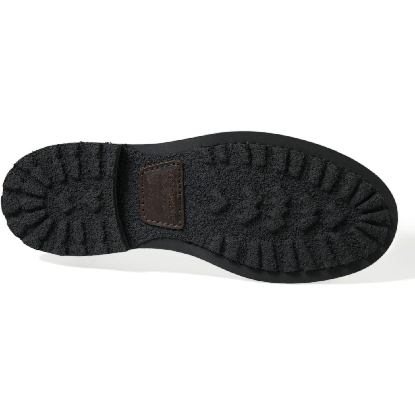 Dolce & Gabbana Black Leather Military Combat Boots Shoes