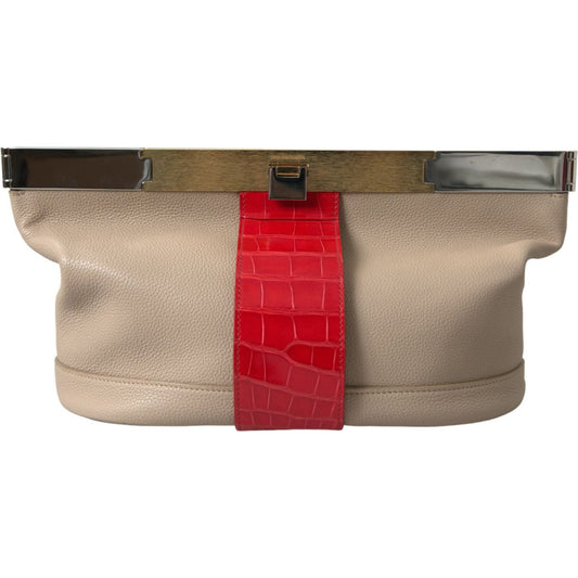 Balenciaga Two Tone Exotic Leather Clutch Balenciaga Rosy Brown