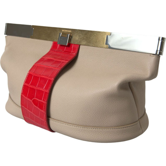 Balenciaga Two Tone Exotic Leather Clutch Balenciaga Rosy Brown