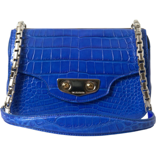 Balenciaga Alligator Skin Mini Shoulder Bag - Elegant Blue Balenciaga Dark Slate Blue