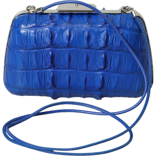 Balenciaga Electric Blue Crocodile Skin Clutch Balenciaga Dark Slate Blue