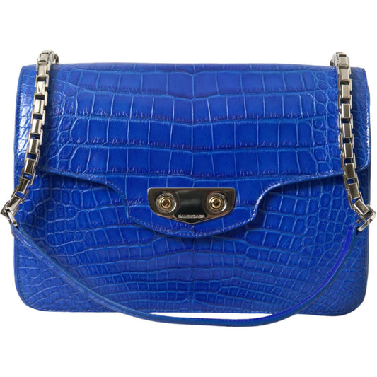 Balenciaga Chic Alligator Skin Chain Shoulder Bag Balenciaga Dark Slate Blue