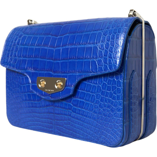 Balenciaga Chic Alligator Skin Chain Shoulder Bag Balenciaga Dark Slate Blue