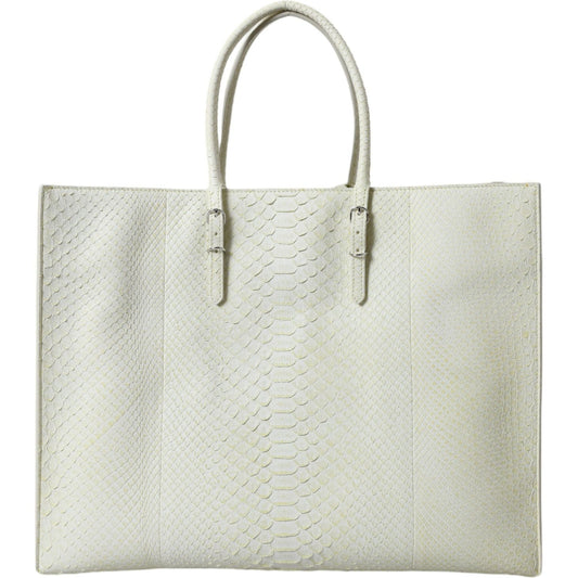 Balenciaga Chic Python Leather Tote in White & Yellow Balenciaga Light Gray