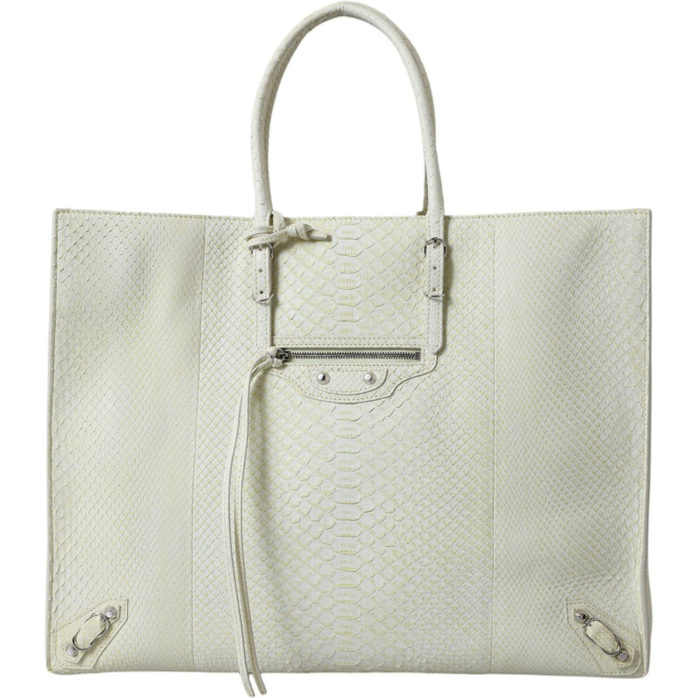 Balenciaga Chic Python Leather Tote in White & Yellow Balenciaga Gray