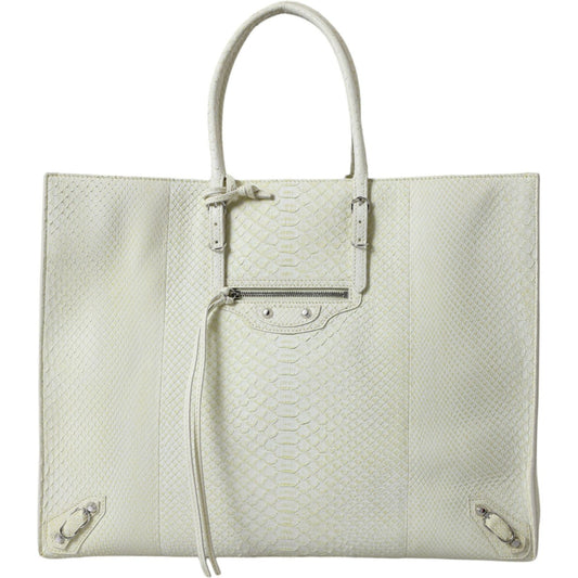 Balenciaga Chic Python Leather Tote in White & Yellow Balenciaga Gray