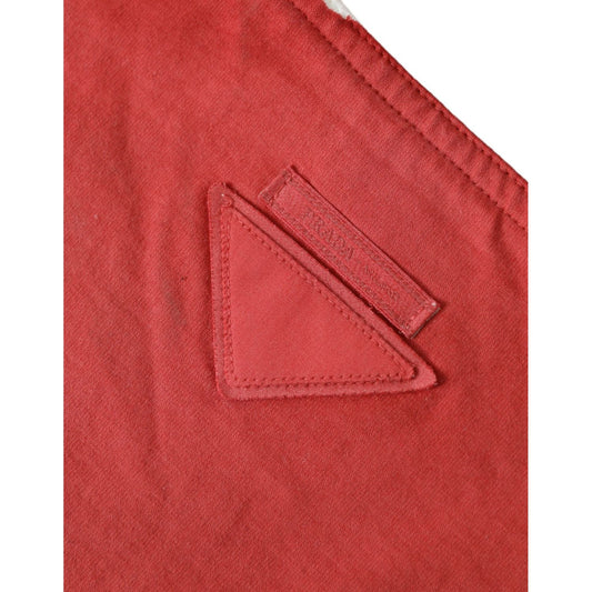 Prada Red Jersey Fabric Logo Shoulder Shopping Tote Bag BAG1192