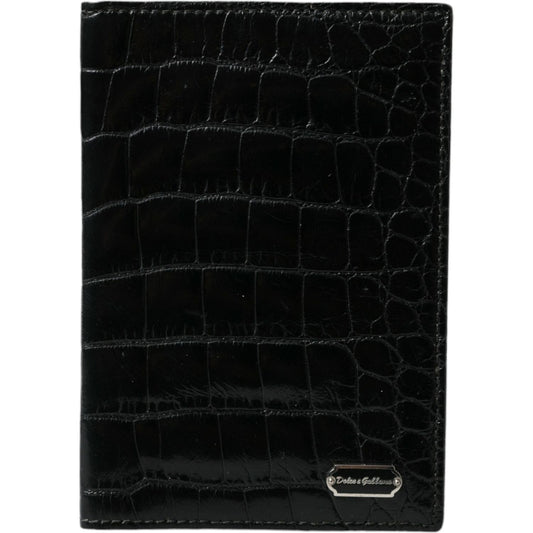 Dolce & Gabbana Black Exotic Skin Leather Long Bifold Passport Holder Dolce & Gabbana Black