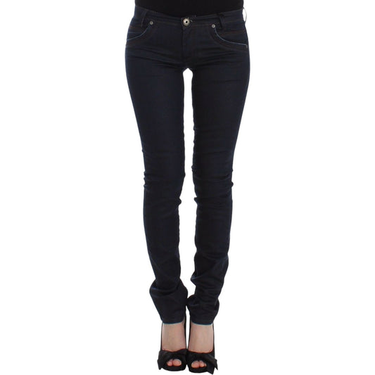 Ermanno Scervino Chic Dark Blue Slim Jeans for Elegant Style Ermanno Scervino Black