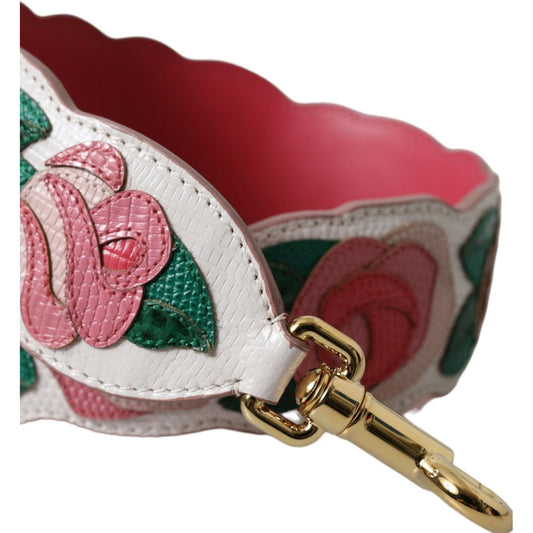 Dolce & Gabbana White Floral Leather Accessory Shoulder Strap Dolce & Gabbana Sienna