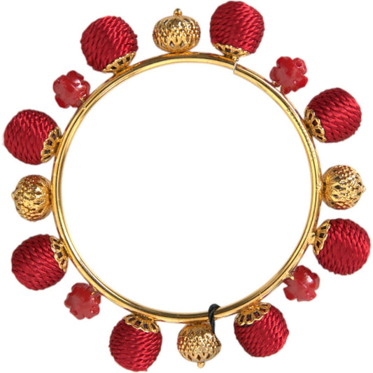 Dolce & Gabbana Gold Brass Red RUNWAY Sicilia Natale Roses Bracelet Bracelet Dolce & Gabbana Sienna