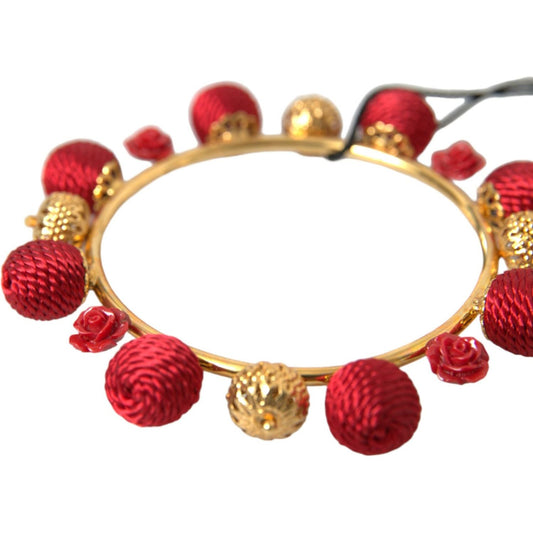Dolce & Gabbana Gold Brass Red RUNWAY Sicilia Natale Roses Bracelet Bracelet Dolce & Gabbana Brown