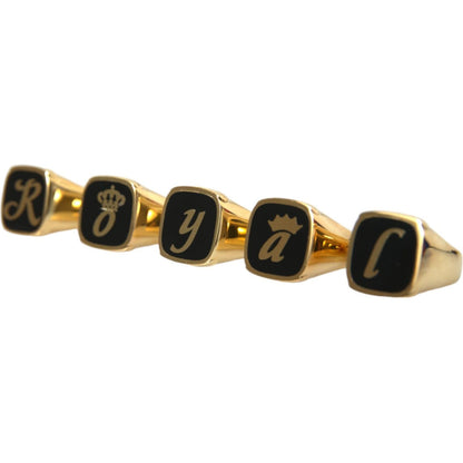 Dolce & Gabbana Gold Brass ROYAL Enamel Set of 5 Ring Ring