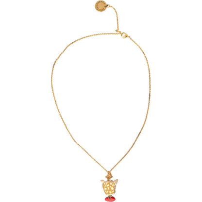 Dolce & Gabbana Gold Brass Chain Dog Heart Pendant Charm Necklace Necklace