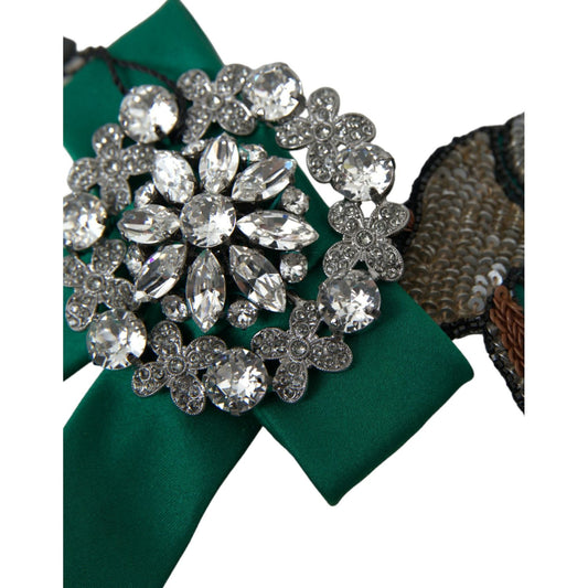 Dolce & Gabbana Green Satin Bird Crystal Women Hair Clip Dolce & Gabbana Dark Slate Gray