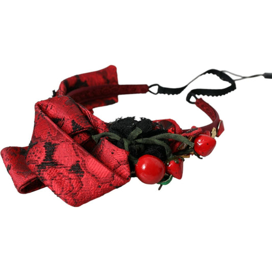 Dolce & Gabbana Red Cherry Sicily Embellished Women Hairband Diadem Dolce & Gabbana Black