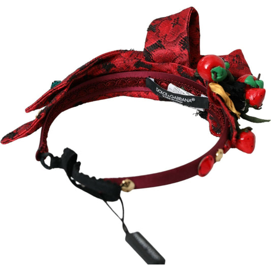 Dolce & Gabbana Red Cherry Sicily Embellished Women Hairband Diadem Dolce & Gabbana Black
