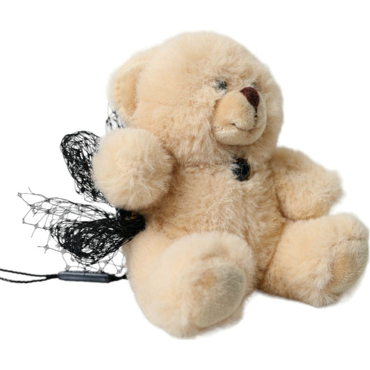 Dolce & Gabbana Beige Teddy Bear Mesh Net Band Hair Clip Dolce & Gabbana Tan