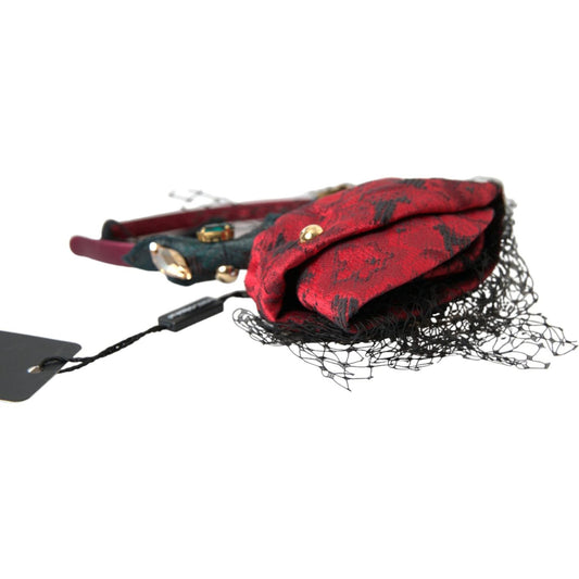 Dolce & Gabbana Multicolor Rose Silk Crystal Netted Logo Headband Diadem Dolce & Gabbana Dark Slate Gray