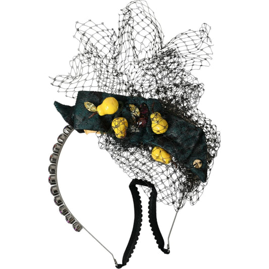 Dolce & Gabbana Black Lemons Sicily Purple Crystal Net Headband Diadem Dolce & Gabbana Light Gray