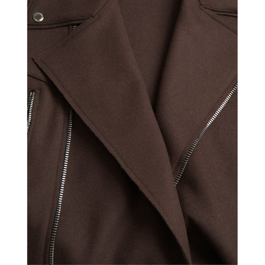 Dolce & Gabbana Brown Coat Short Biker Wool Jacket Dolce & Gabbana Dark Slate Gray