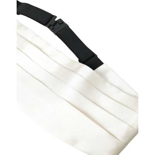 Dolce & Gabbana White Men Wide Waist Silk Belt Cummerbund Dolce & Gabbana White Smoke