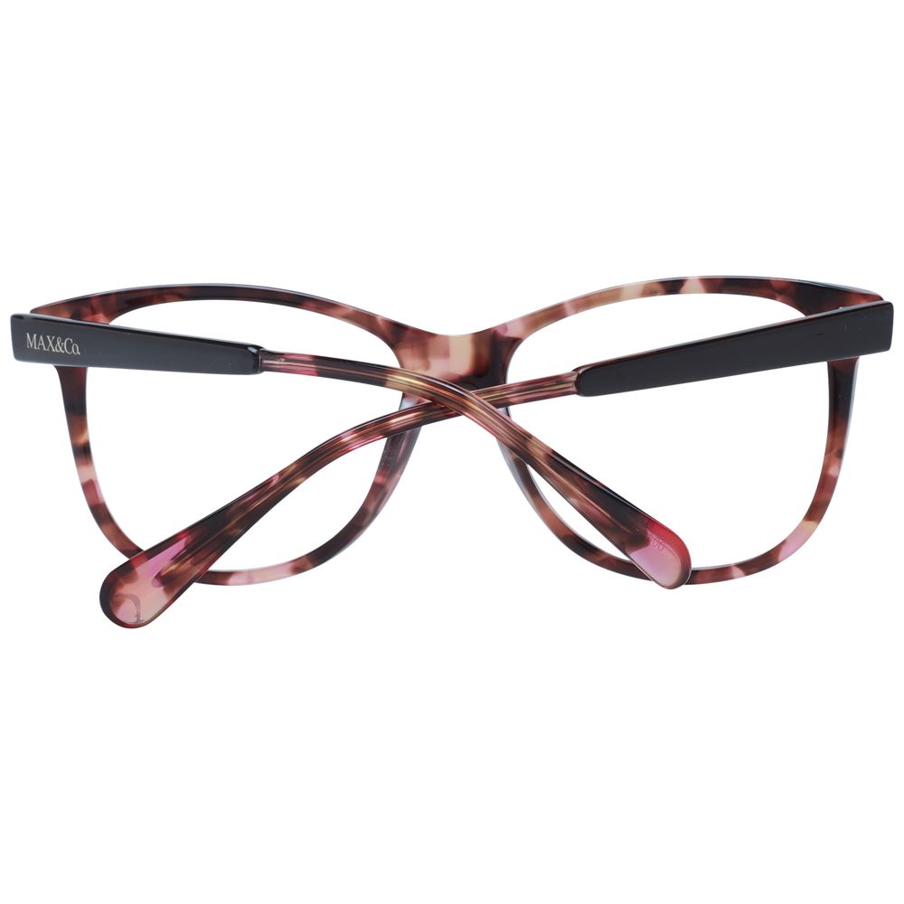 Max & Co Brown Women Glasses Frame, brown plastic full-rim butterfly design with demo lenses, size 54-16-140, includes branded case.
