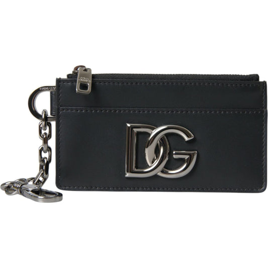 Dolce & Gabbana Black Calfskin Leather DG Logo Card Holder Wallet Men Dolce & Gabbana Dark Slate Gray