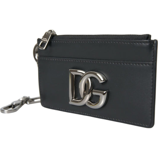 Dolce & Gabbana Black Calfskin Leather DG Logo Card Holder Wallet Men Dolce & Gabbana Dark Slate Gray
