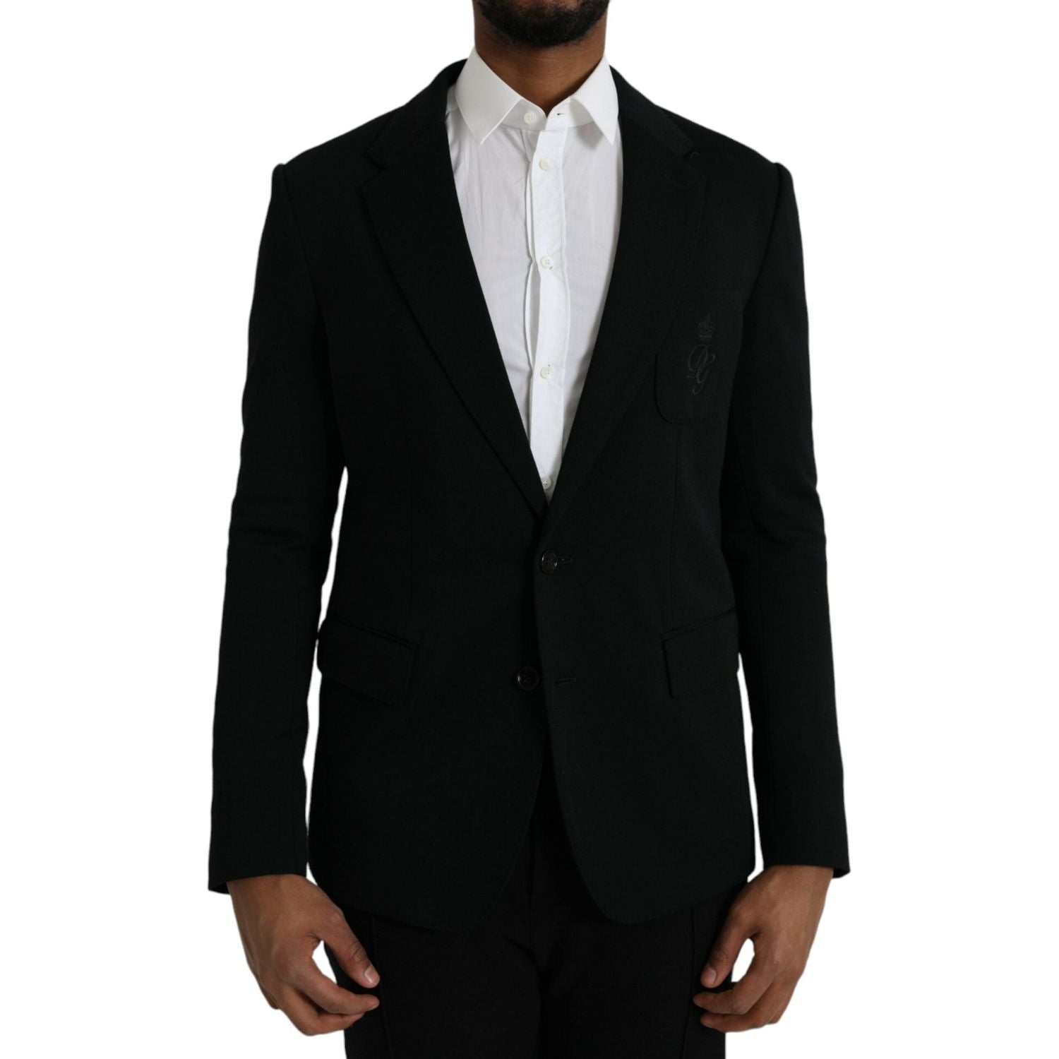 黑色羊毛缺口单排扣大衣