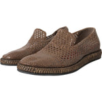 Dolce & Gabbana Brown Woven Leather Loafers Casual Shoes Dolce & Gabbana Dark Olive Green